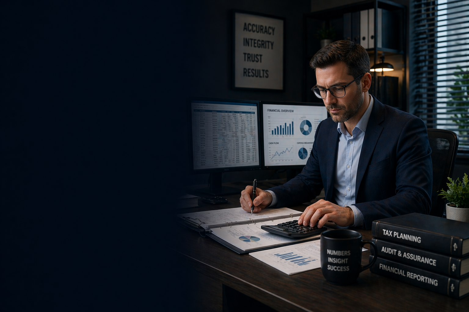 Accounting professional using technology in an office setting