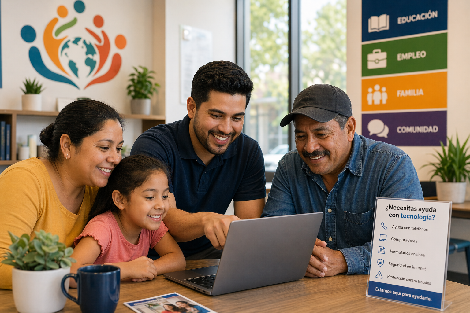 Community technology support helping Hispanic families with phones, computers, and online services