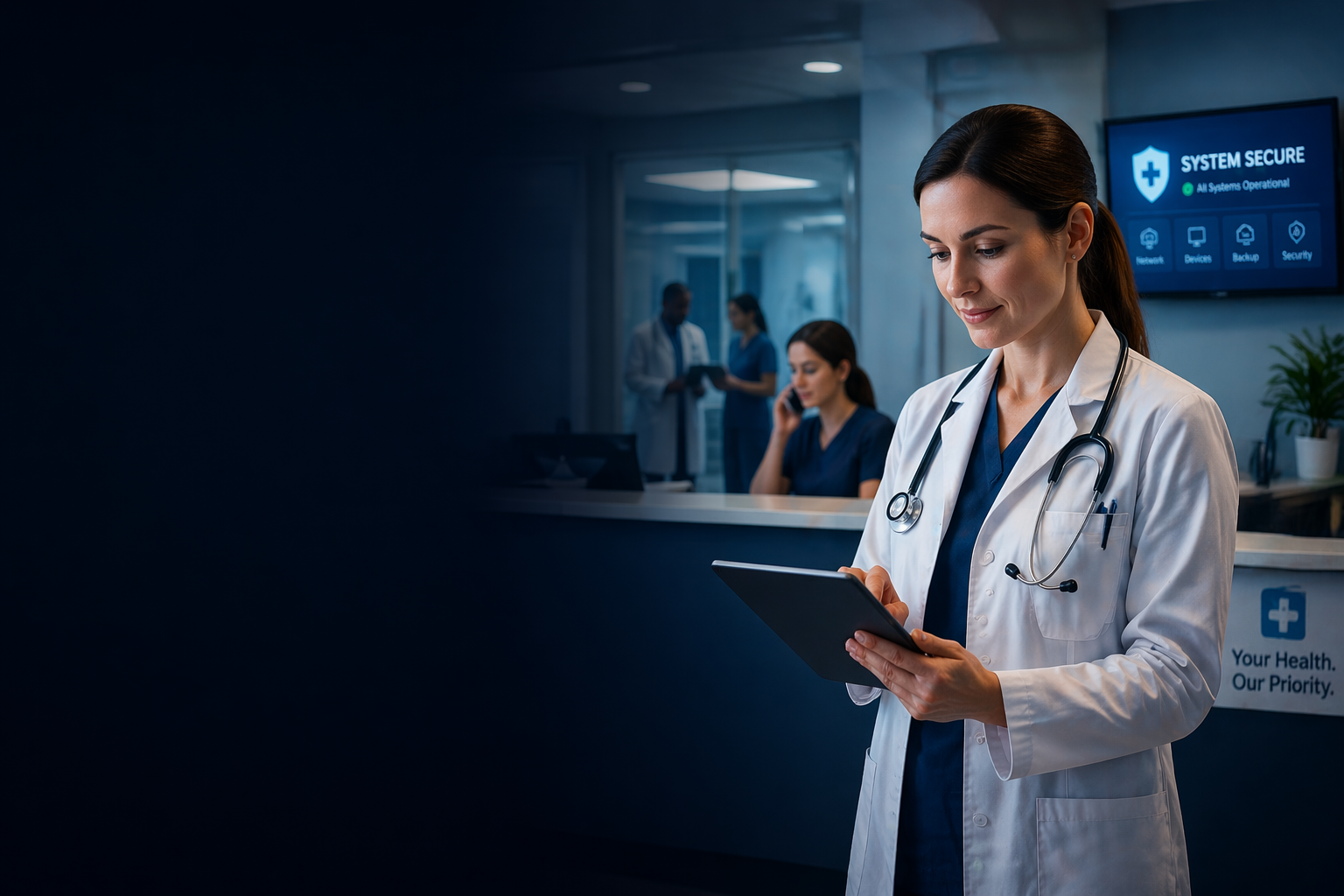 Medical professional using technology in a healthcare setting